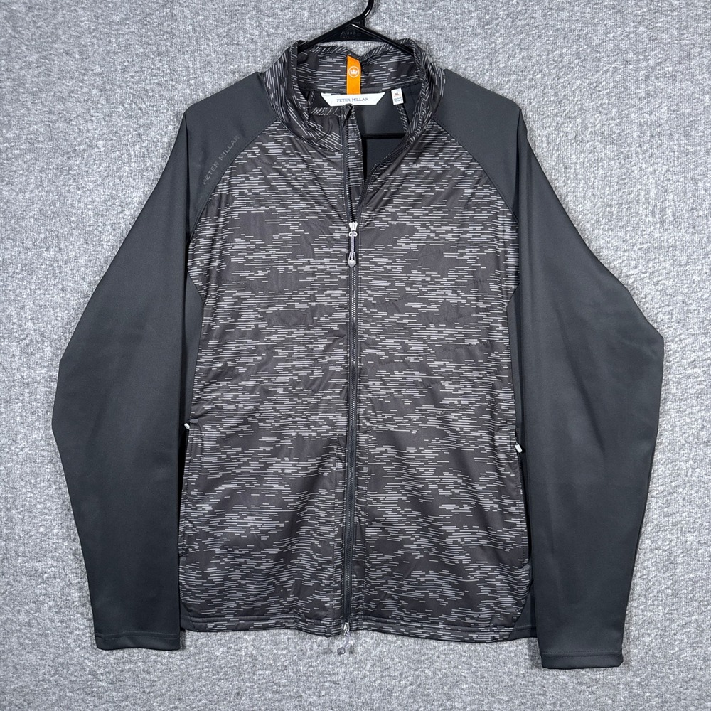 Peter Millar Merge Elite Hybrid Jacket Men XL Black Full Zip Stretch Performance